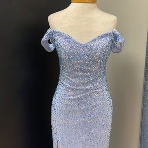 Off Shoulder Rhinestone Gown